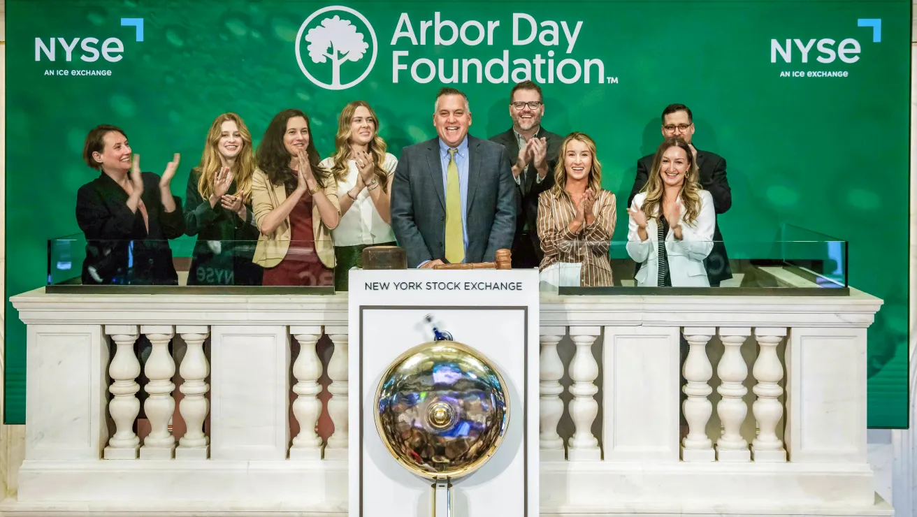Arbor Day Foundation ringing the bell at the New York Stock Exchange.