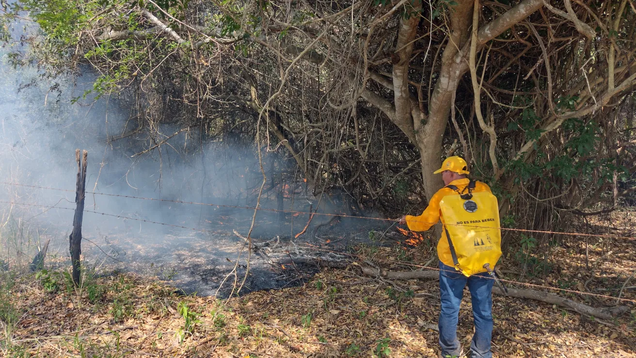 a person fighting fires
