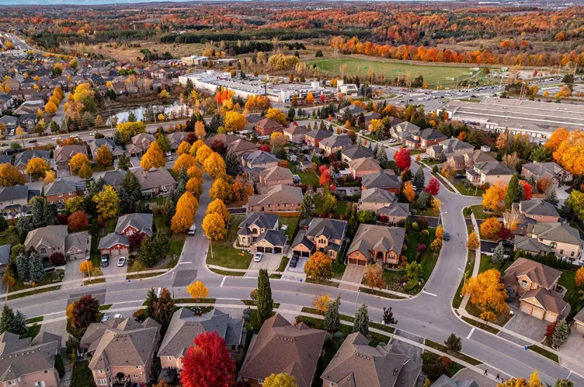 Neighborhood with fall trees throughout.