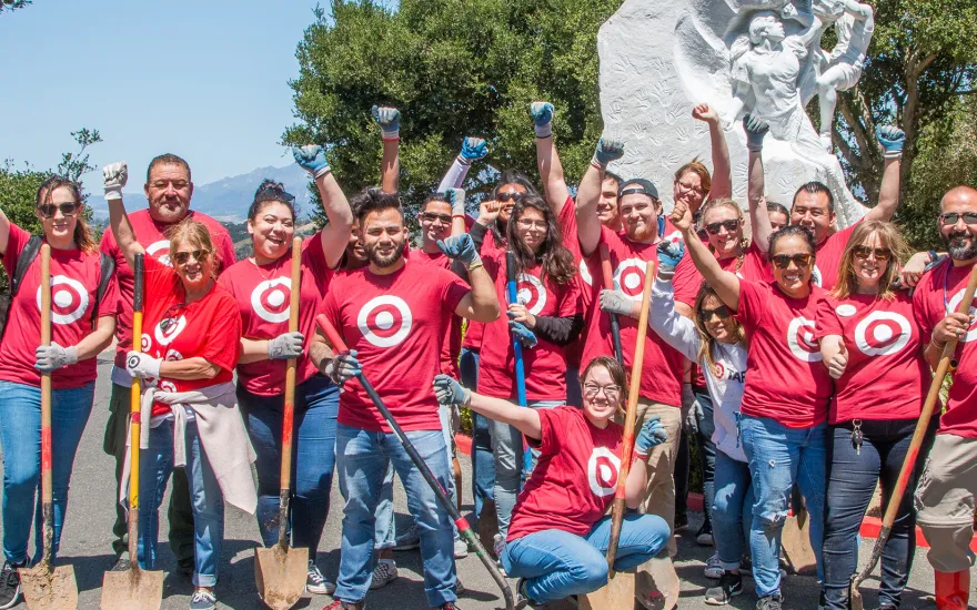 group of Target volunteers with shovels