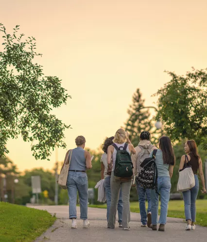 College students walking on campus