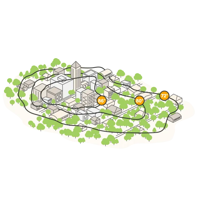 urban island heat illustration map